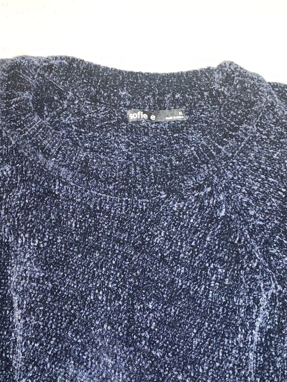 Soffe Womens Crewneck Chenille Sweater - Navy Heather